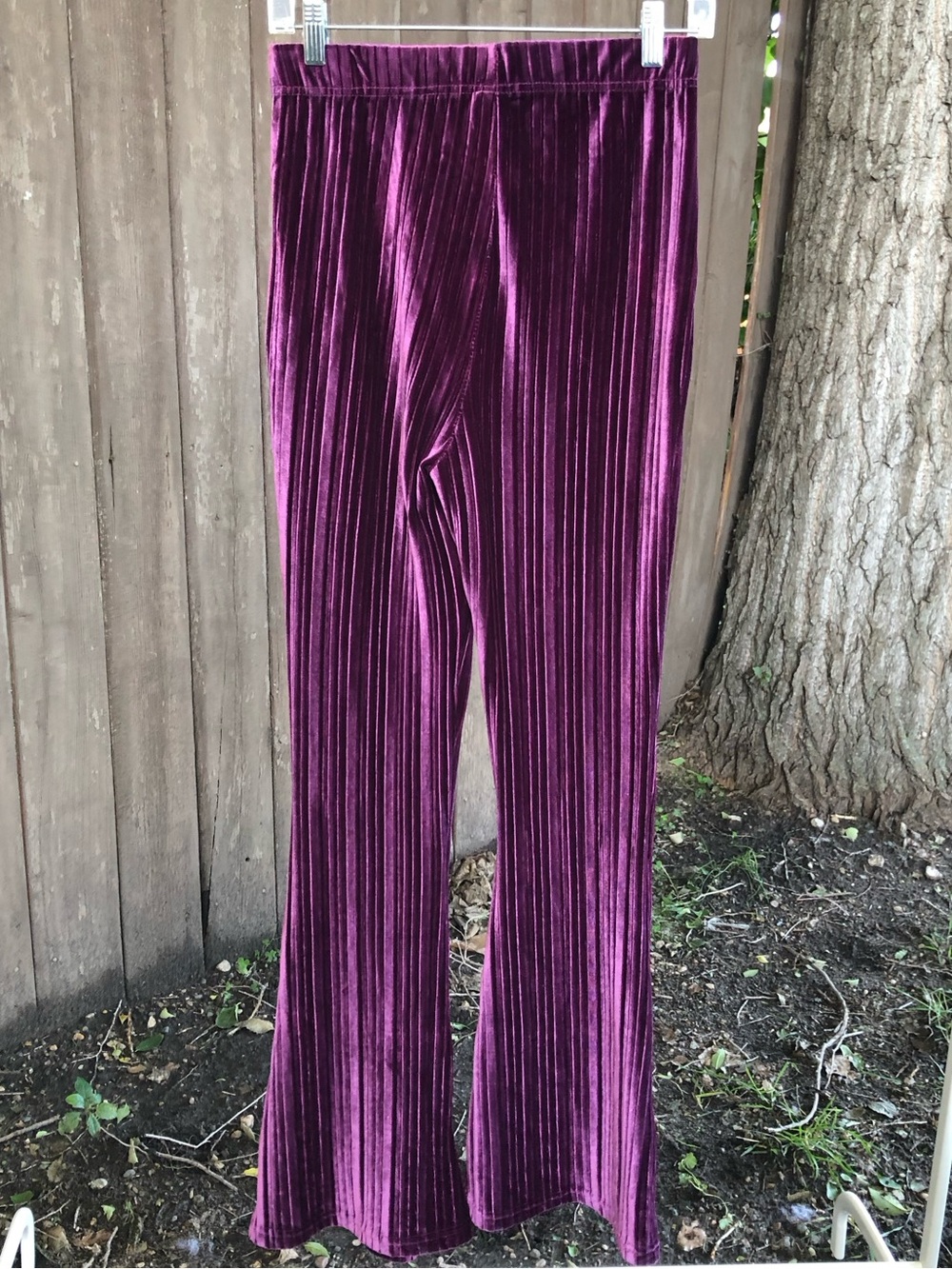 Y2k wild fable Purple Velour Velvet Ribbed Flare High Waisted Pants Disco